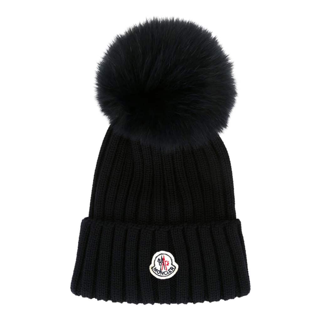 Moncler Black Hat with Fur