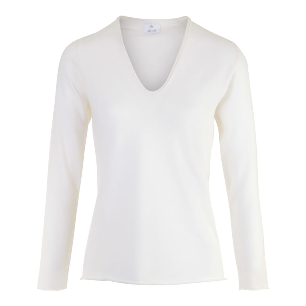 ALLUDE V-Neck Off White Blouse