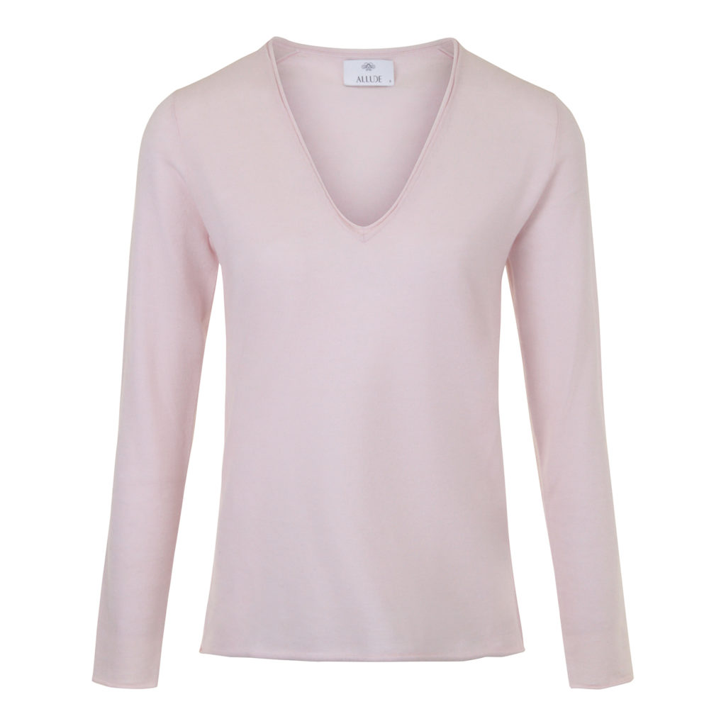 ALLUDE Pink V-Neck Blouse