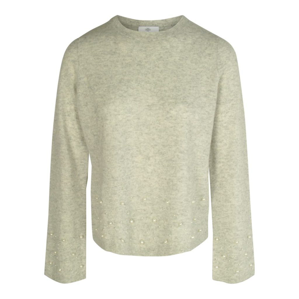 ALLUDE Grey Sweater with Pearls