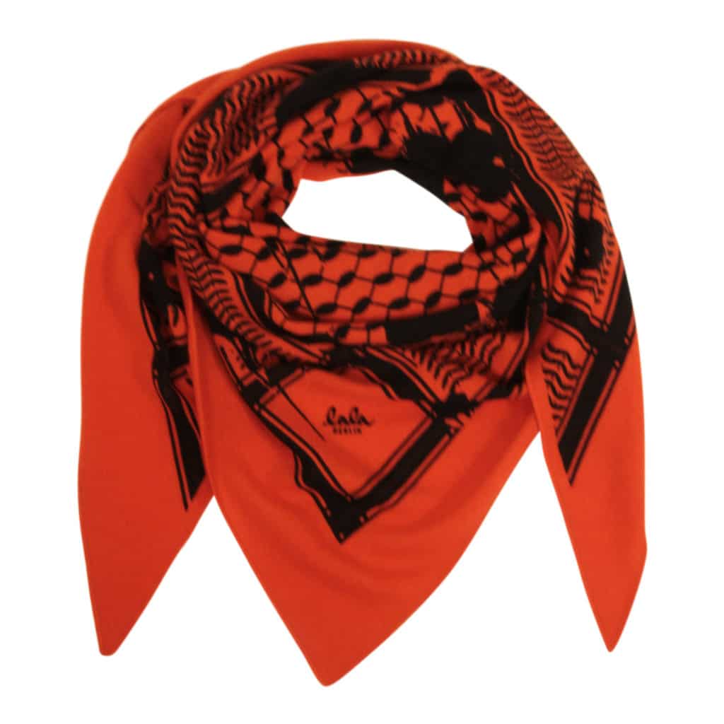 Lala Berlin Triangle Dripping Flowers Scarf Mandarino