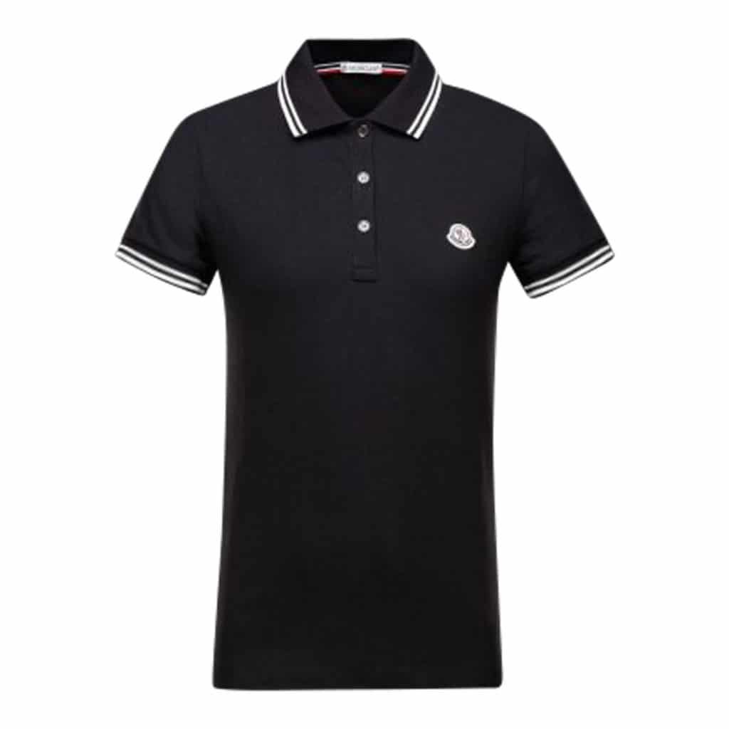Moncler Black Piped Collar Polo