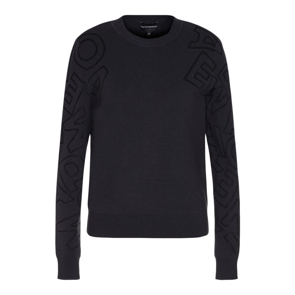 Emporio Armani Blue Knitted Sweater with Logo