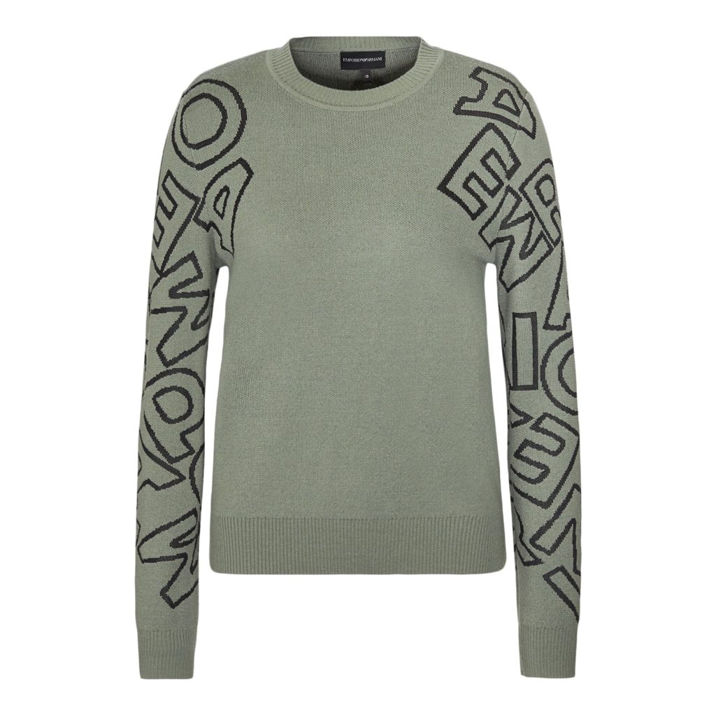 Emporio Armani Grøn Strikket Sweater Med Logo