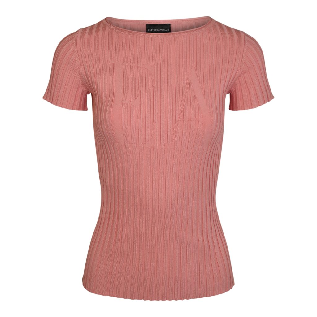 Emporio Armani Rosa Kortærmet Strikket Bluse