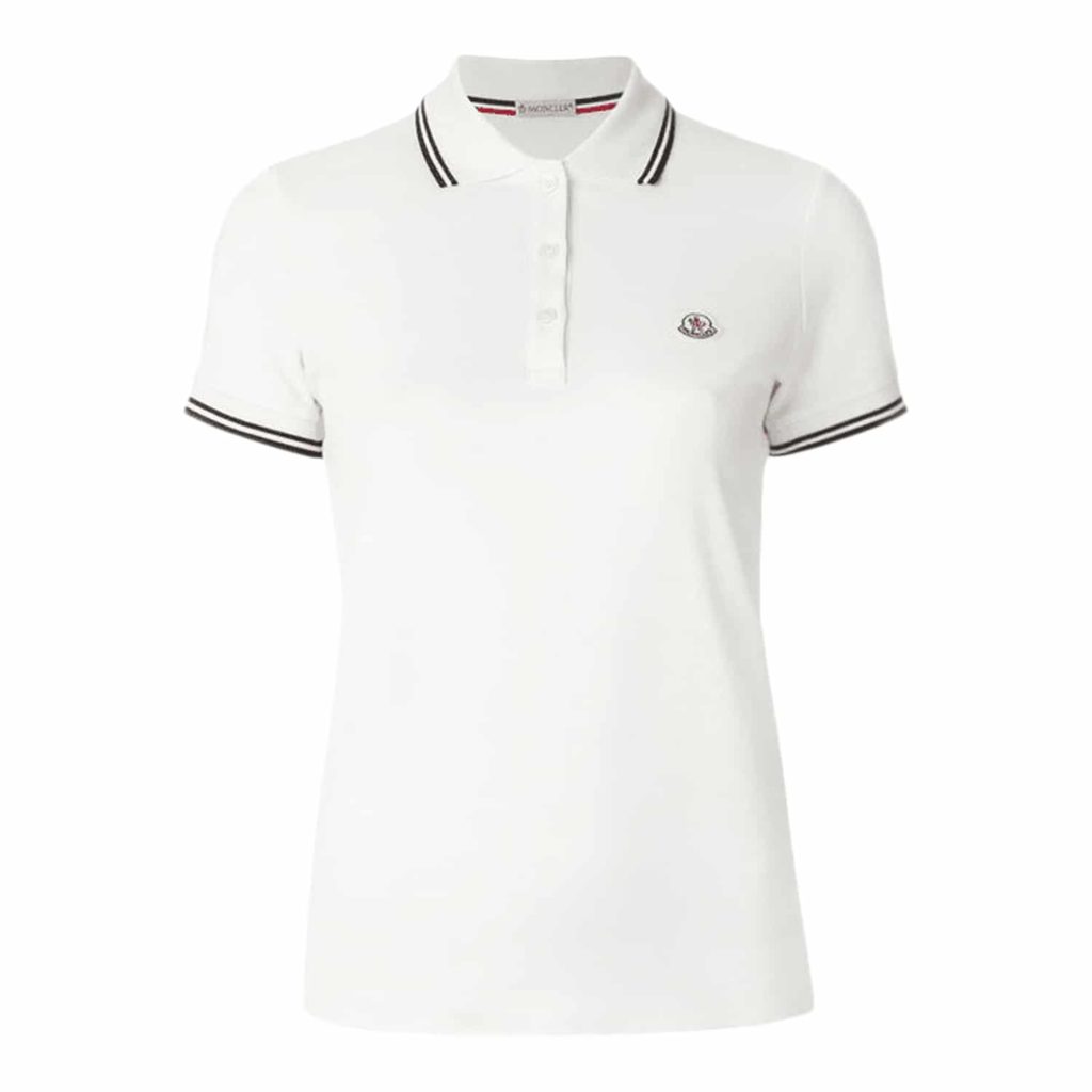 Moncler White Piped Collar Polo