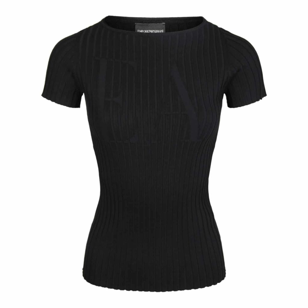 Emporio Armani Black Short Sleeved Knitted Blouse