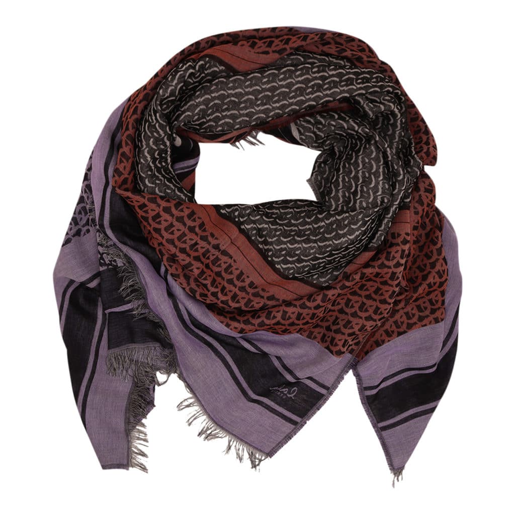 Lala Berlin Monogram Scarf Brown Lilac (Large)