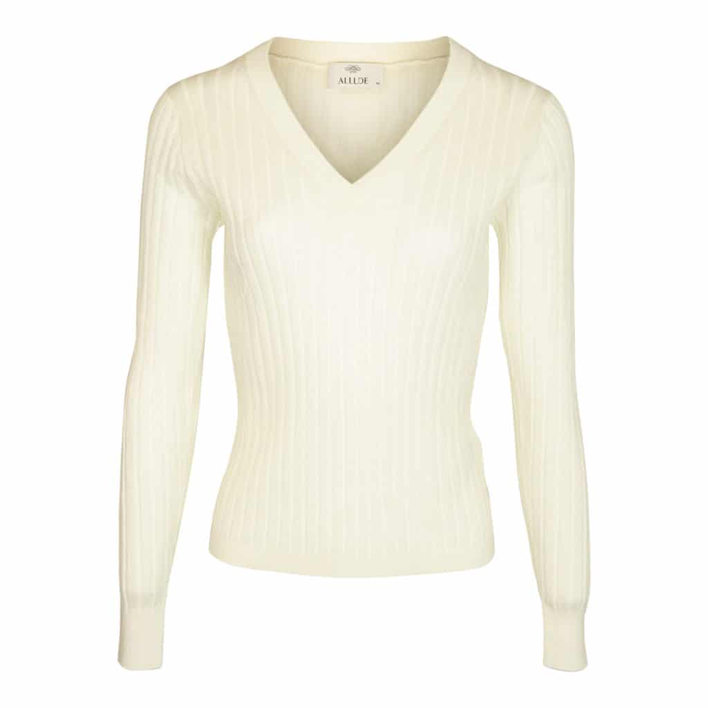 Allude V-Neck Blouse White