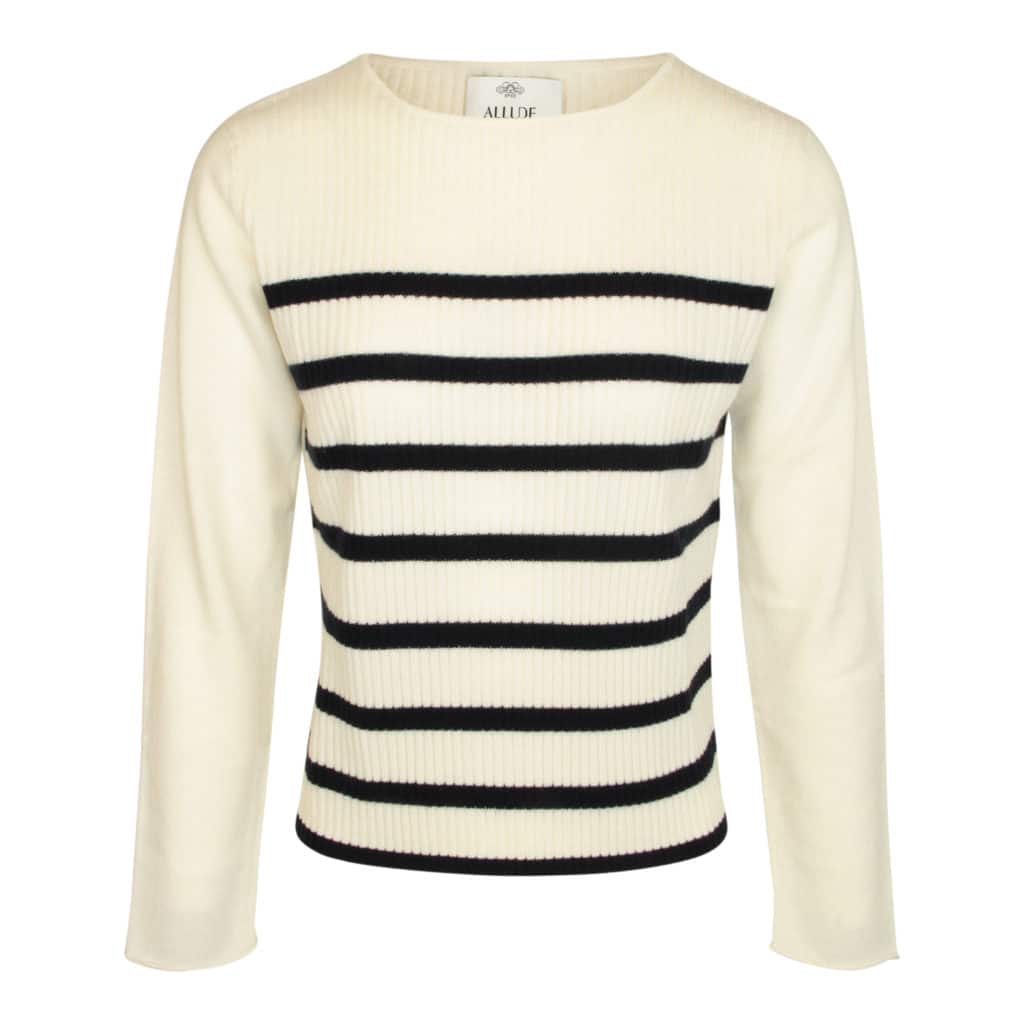 Allude Round Neck Blouse with stripes