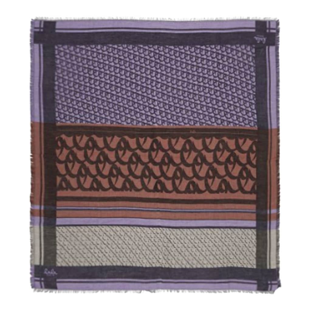 Lala Berlin Cube Monorgram Scarf Brown on Lilac