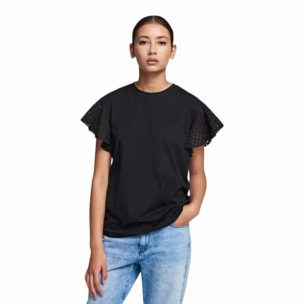 Karl Lagerfeld T-shirt with Frill Black