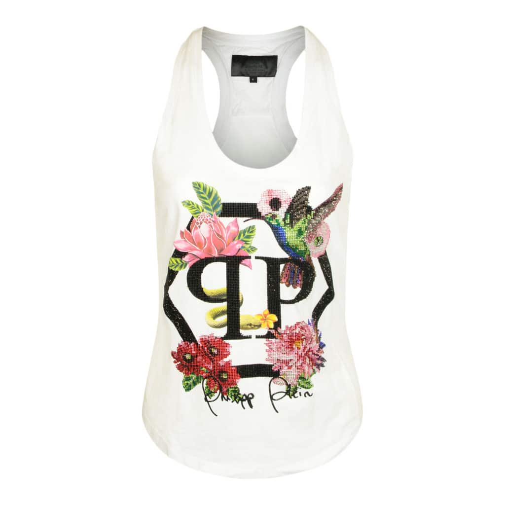 Philipp Plein White Top with Flower