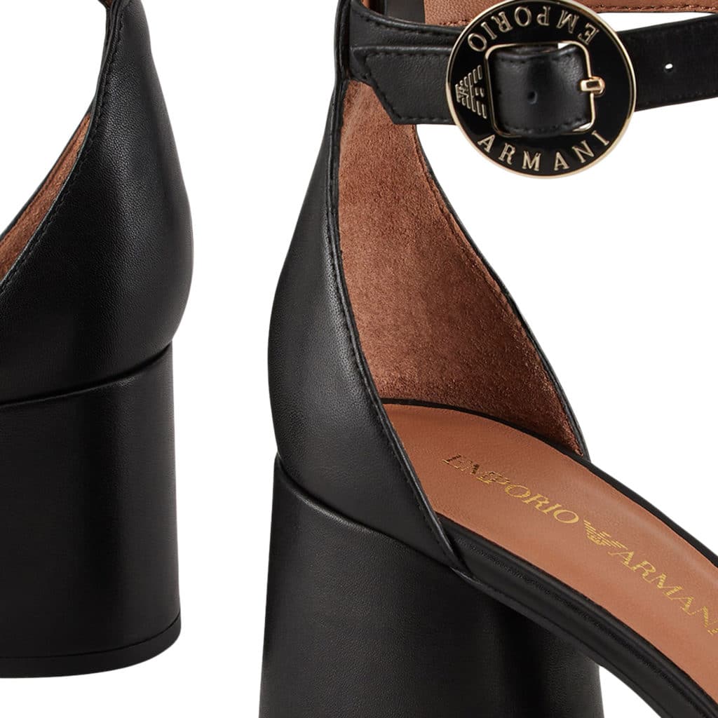 Emporio Armani Black Leather Sandal