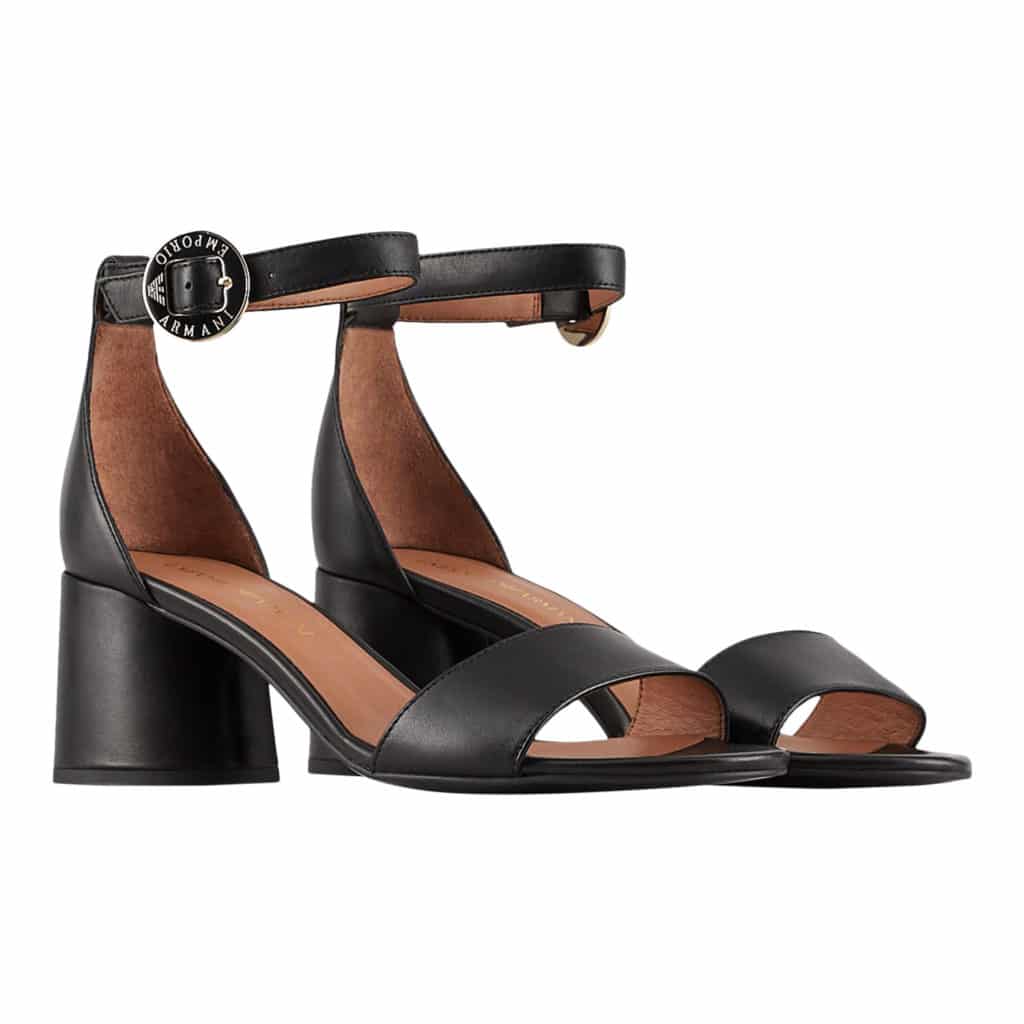 Emporio Armani Black Leather Sandal