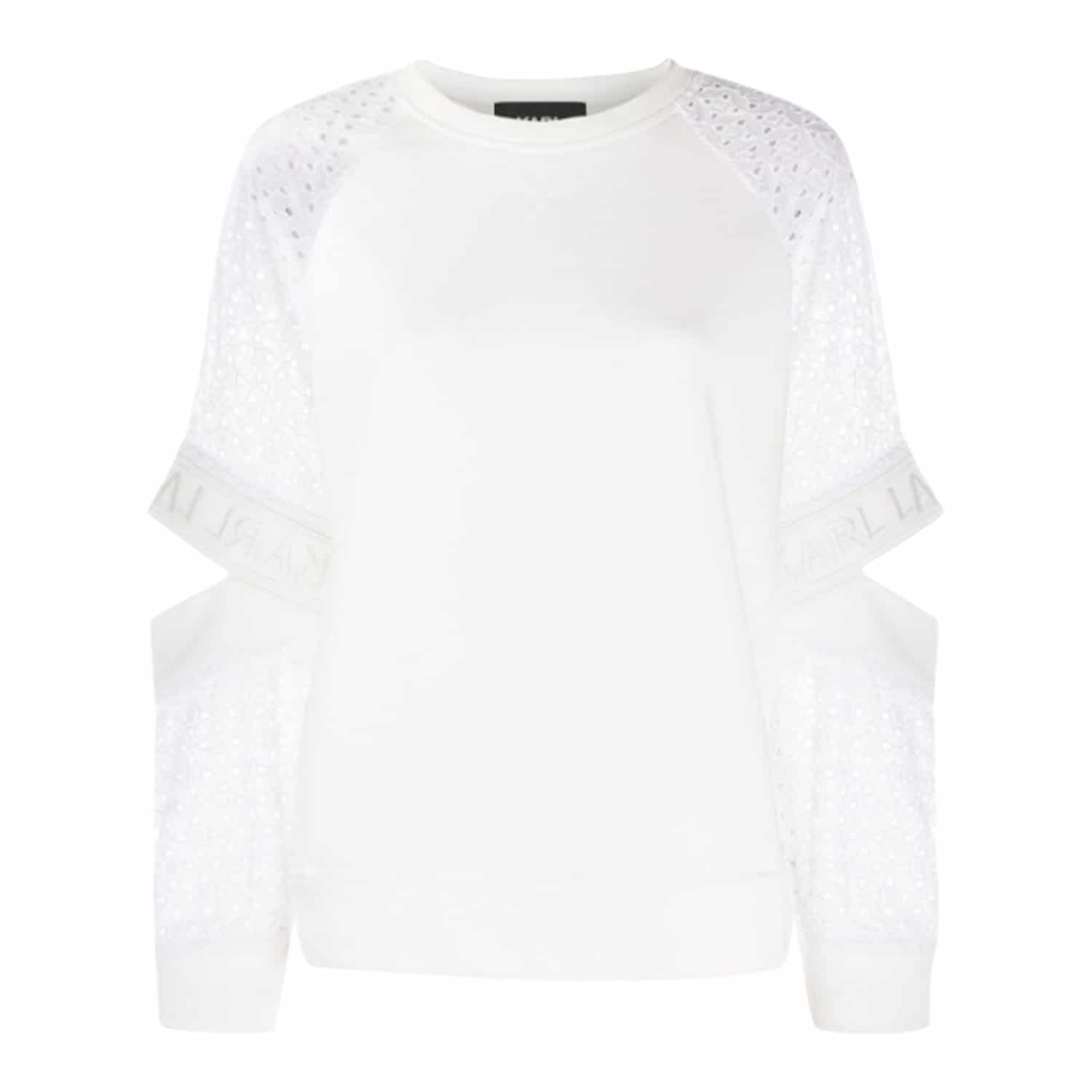 Karl Lagerfeld White Sweat with Detaljer - LAURA THOMSEN LUXURY