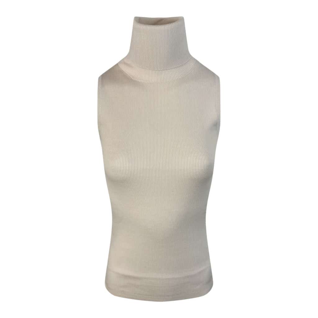 Allude beige Rullekrave Top