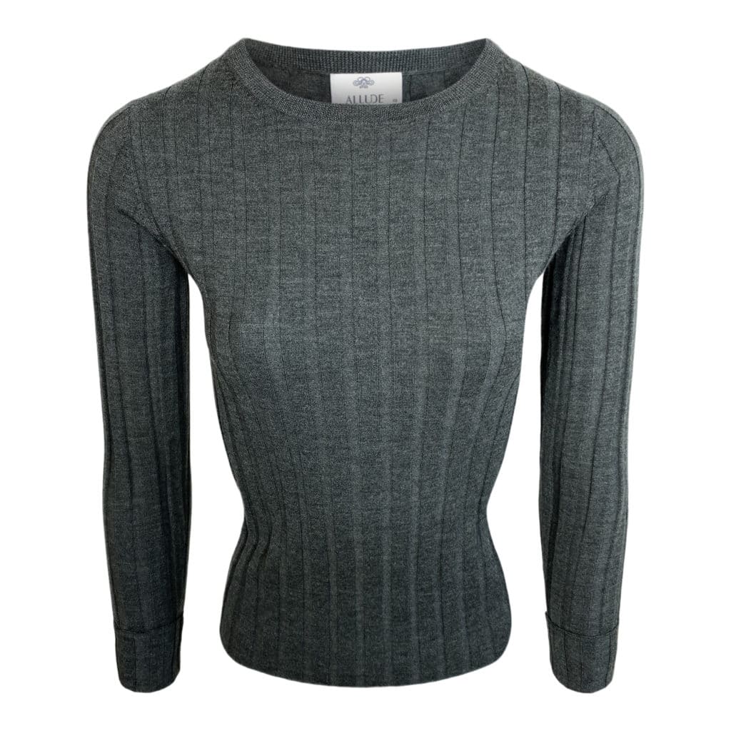 Allude Rib Wool Sweater Greygreen