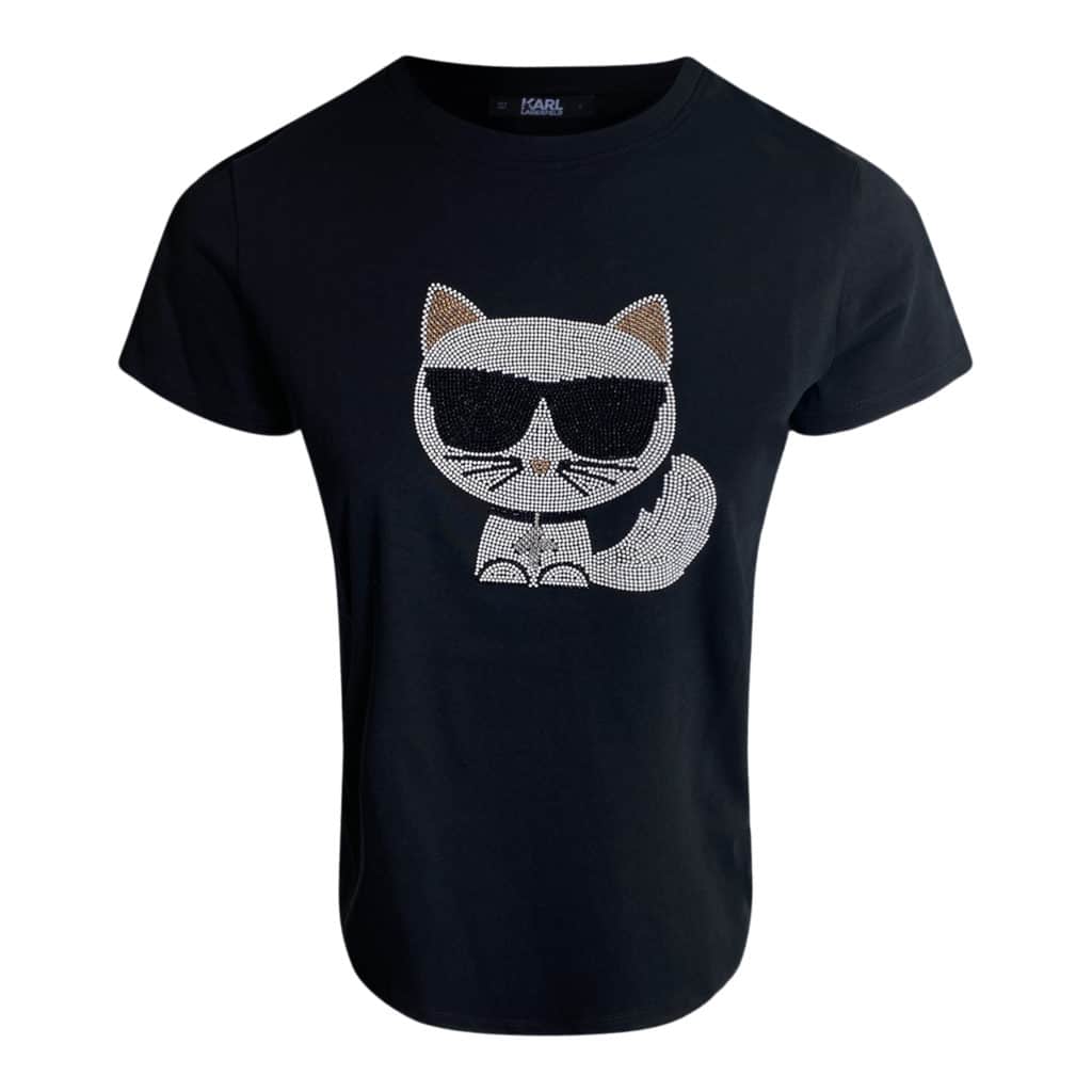 Karl Lagerfeld Ikonik Choupette Rhinestone T-Shirt