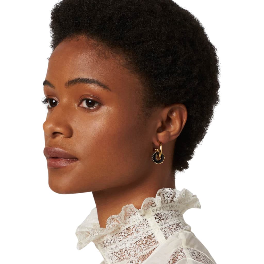 Marc Jacobs The Medallion Hoop Earrings Black - Image 2