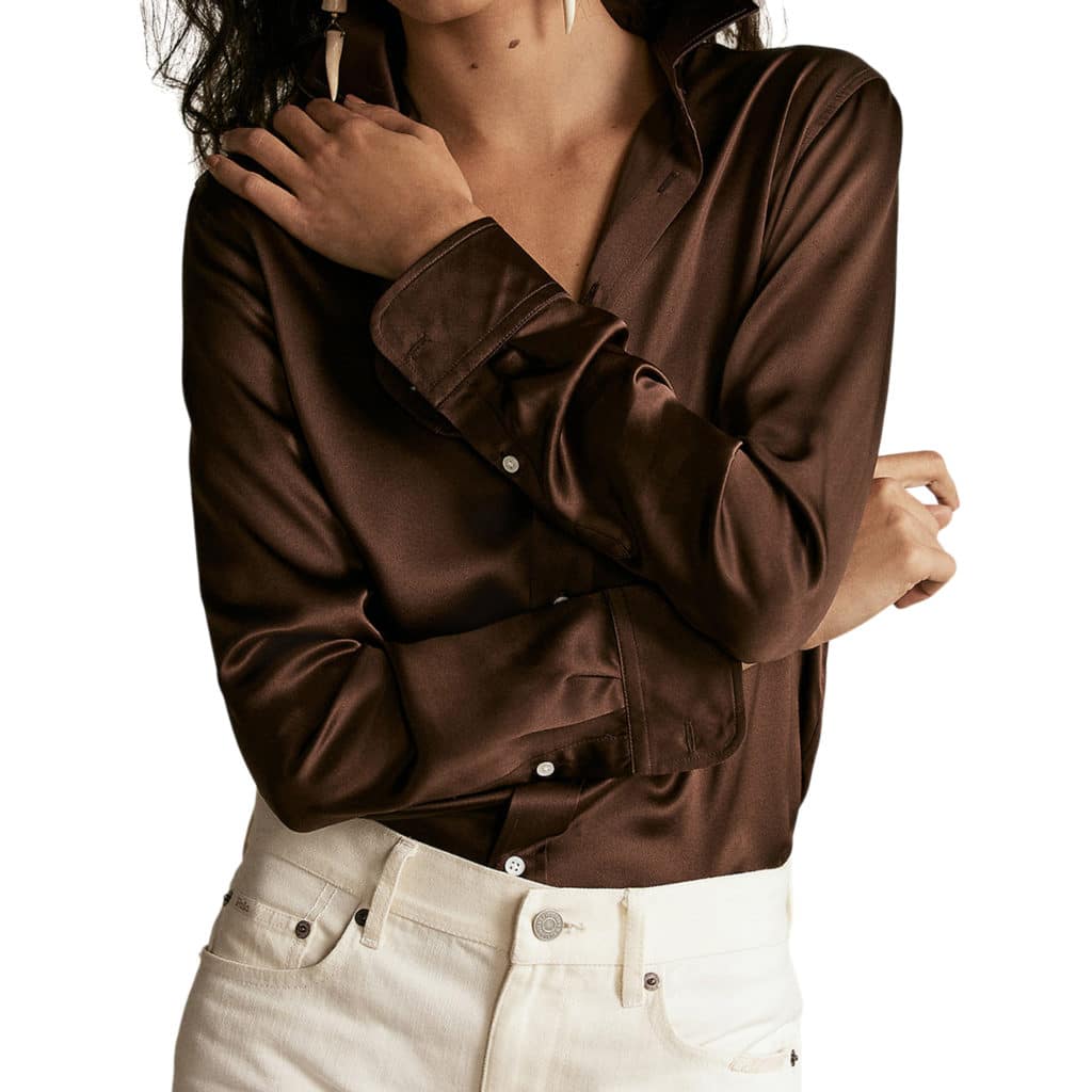Ralph Lauren Polo Silk Charmeuse Skjorte