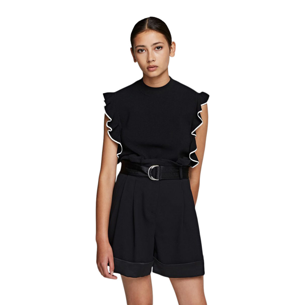 Karl Lagerfeld Sort Rufle Bluse - Image 2