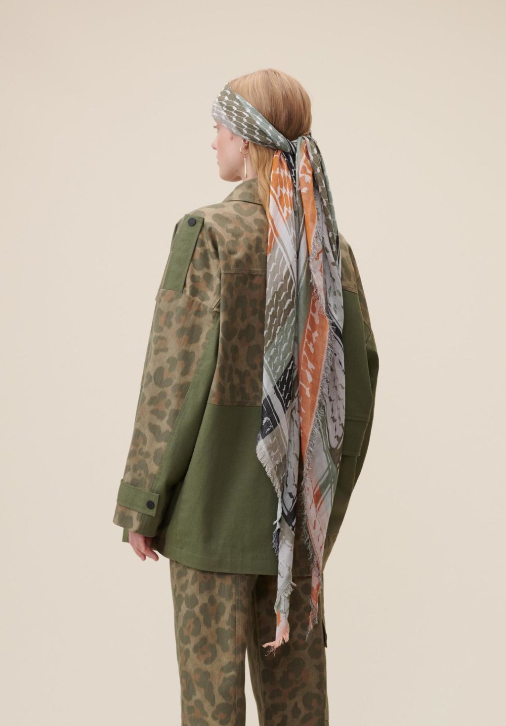 Lala Berlin Cotton Triangle Kufiya Olive Stripes - Image 2
