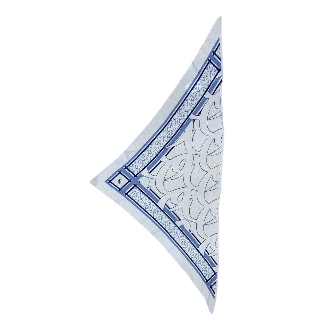 Lala Berlin Big Monogram Alabastro on Blue Scarf