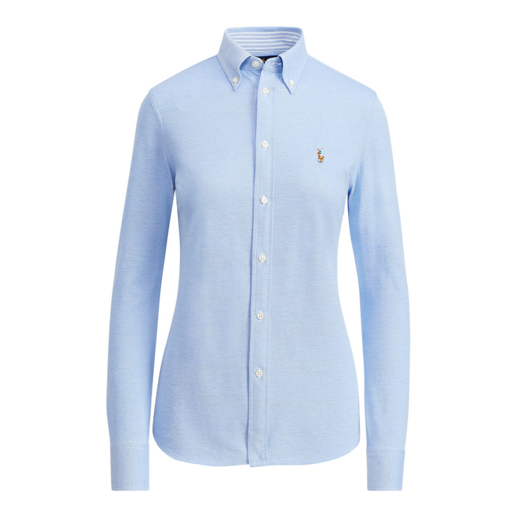 Polo Ralph Lauren Sheidi Skinny Carmel Blue Knit Shirt