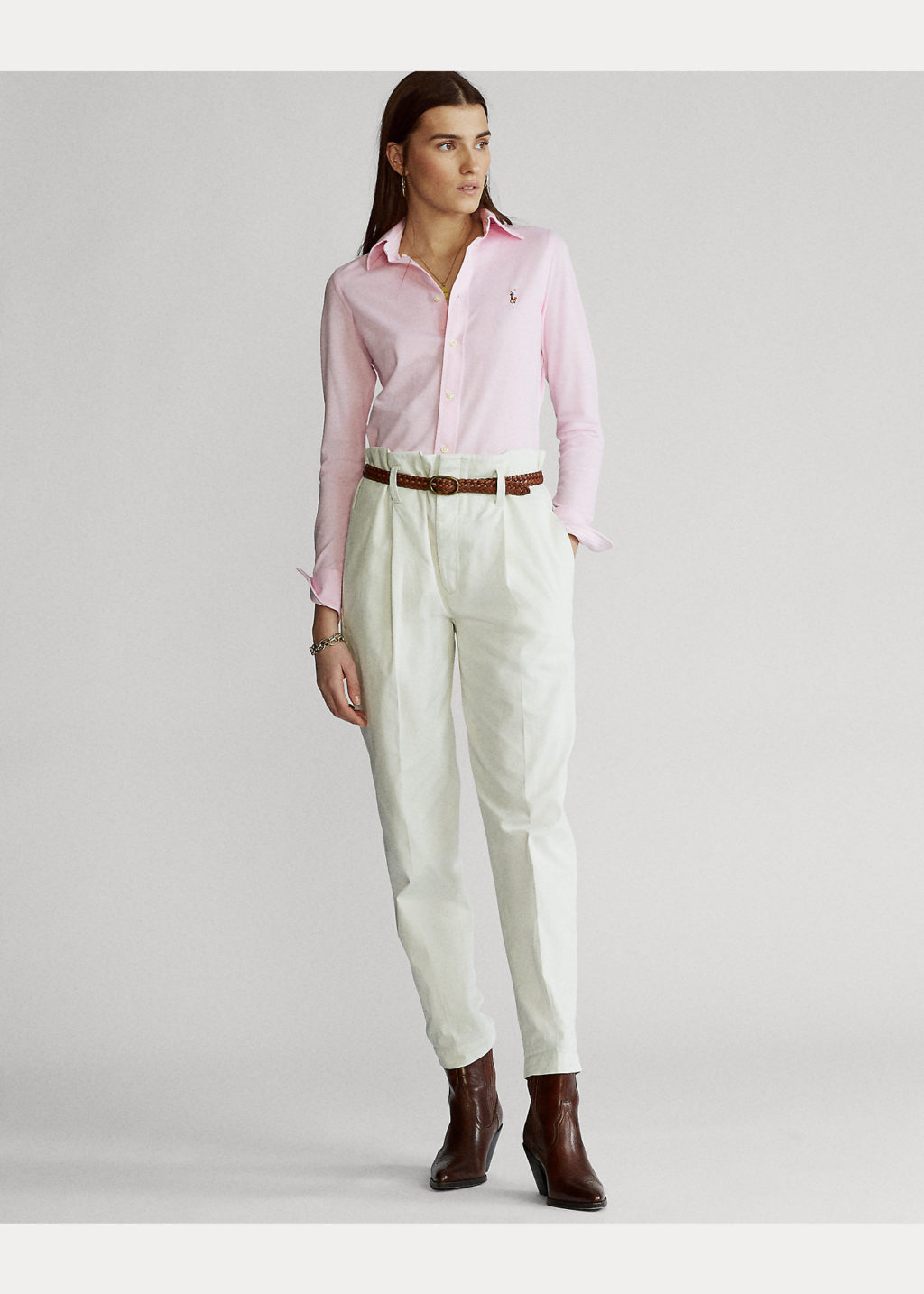 Polo Ralph Lauren Sheidi Skinny Carmel Pink Knit Shirt - Image 3
