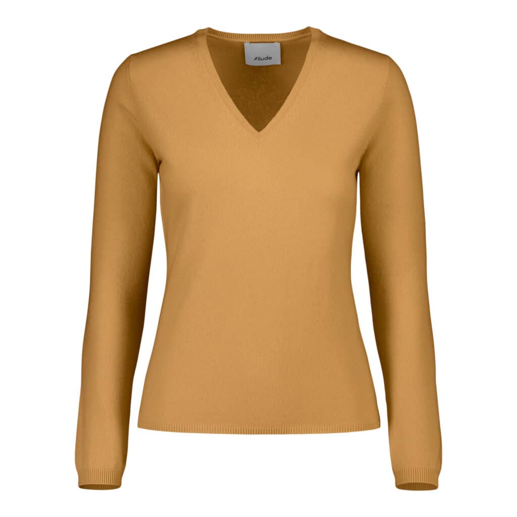 ALLUDE Cashmere V-hals Pastel Orange Sweater