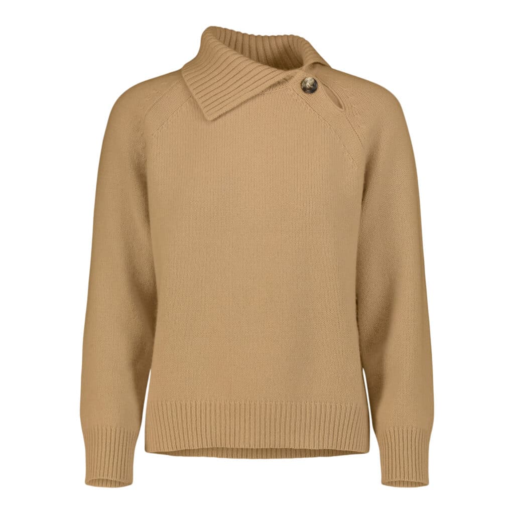 ALLUDE Camel Cashmere Turtleneck with knap