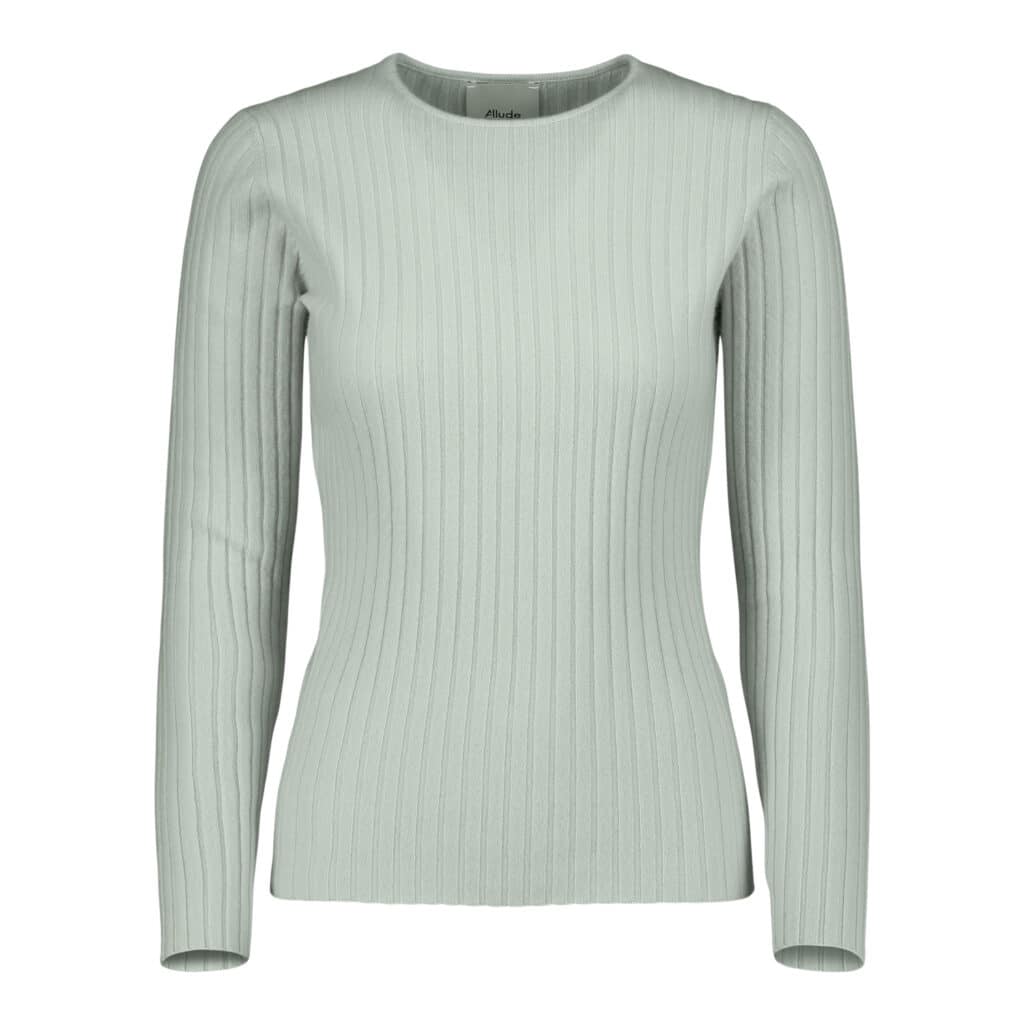 ALLUDE Cashmere Rib Pastel Mint Sweater