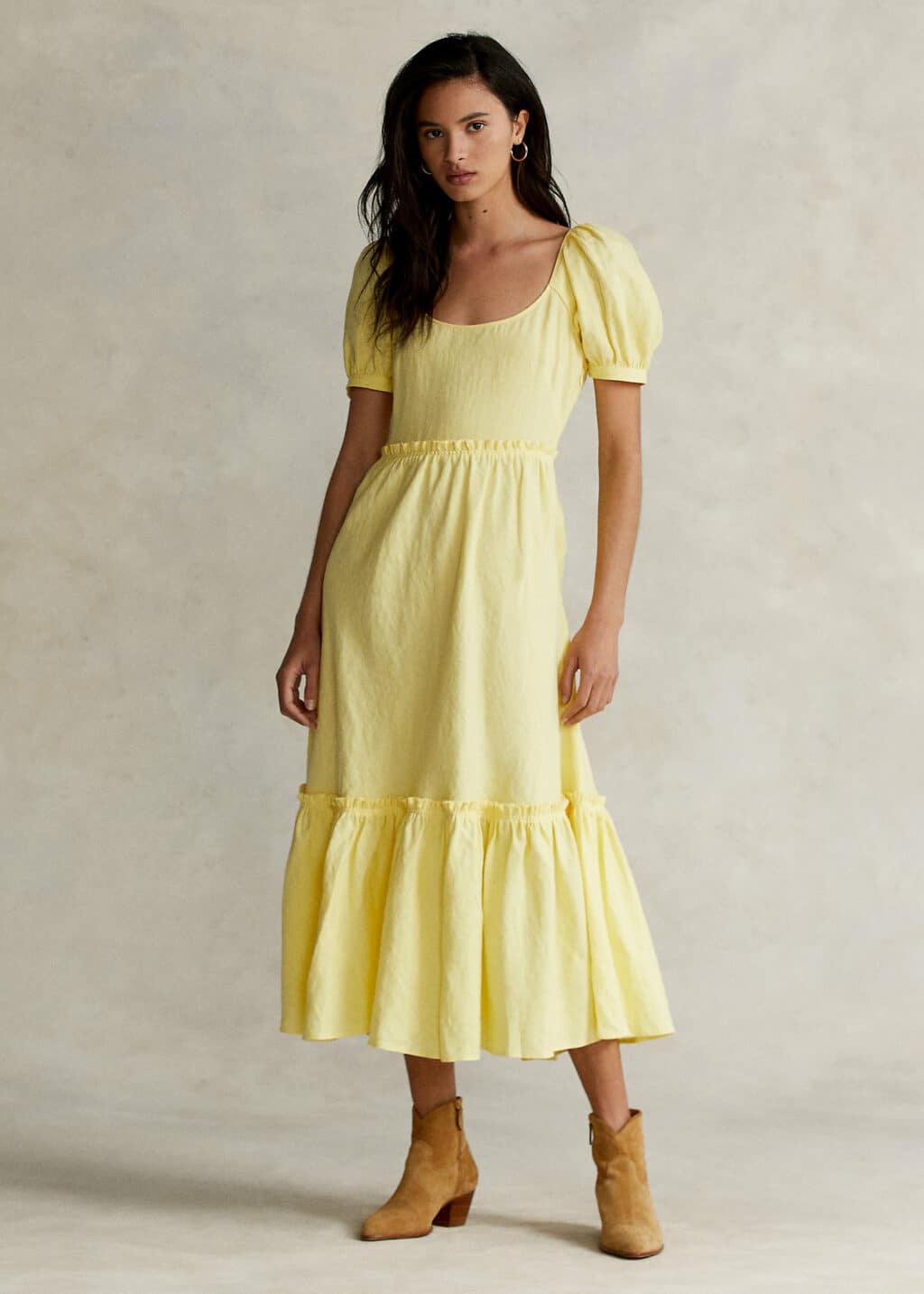 Polo Ralph Lauren Gul Hør Kjole - Image 2
