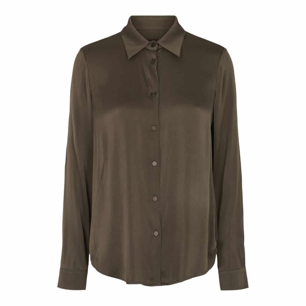 Sand Copenhagen Matt Latia Khaki Silkbluse - LAURA THOMSEN LUXURY