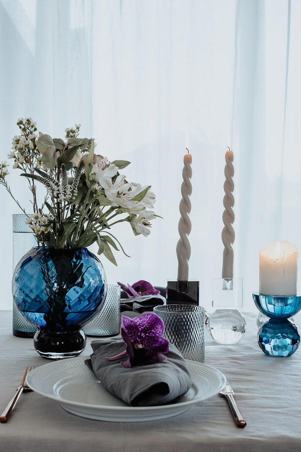 Spectrum Thunder Grey Fully Curled Candle 4 stk - Image 2