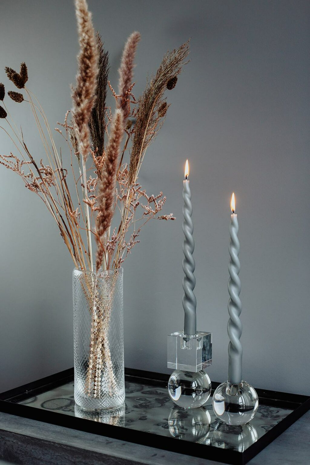 Spectrum Steel Grey Fully Curled Candle - Image 3