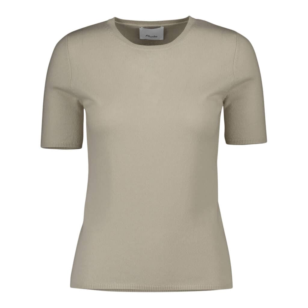 Allude Grey Short Sleeved Cashmere Top
