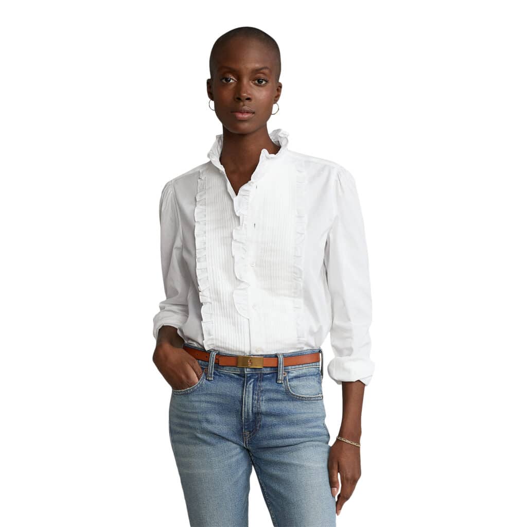 Polo Ralph Lauren Ruffle- Trim Poplin Shirt - Image 2