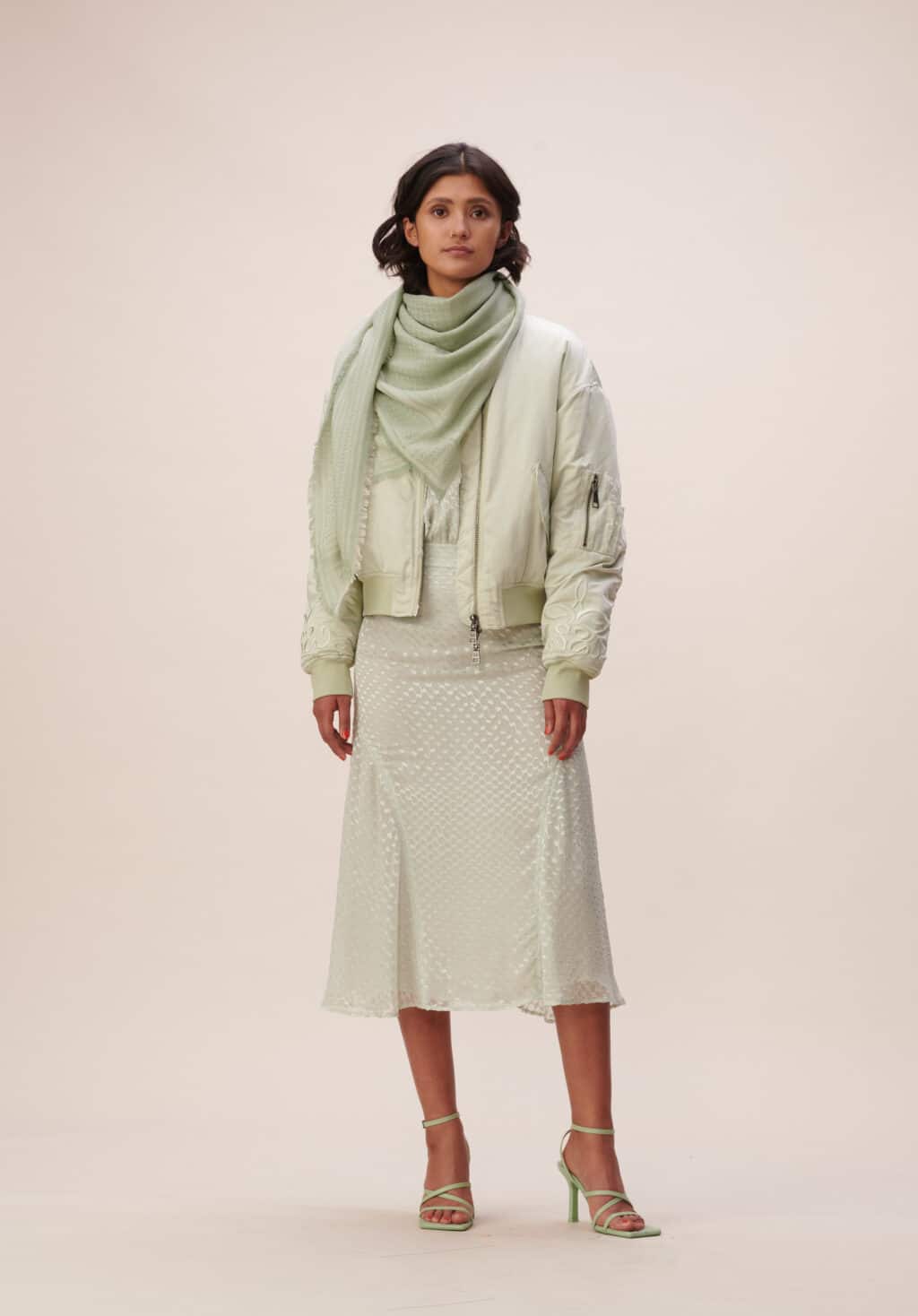 Lala Berlin Cube Amalis Light Green Scarf - Image 4