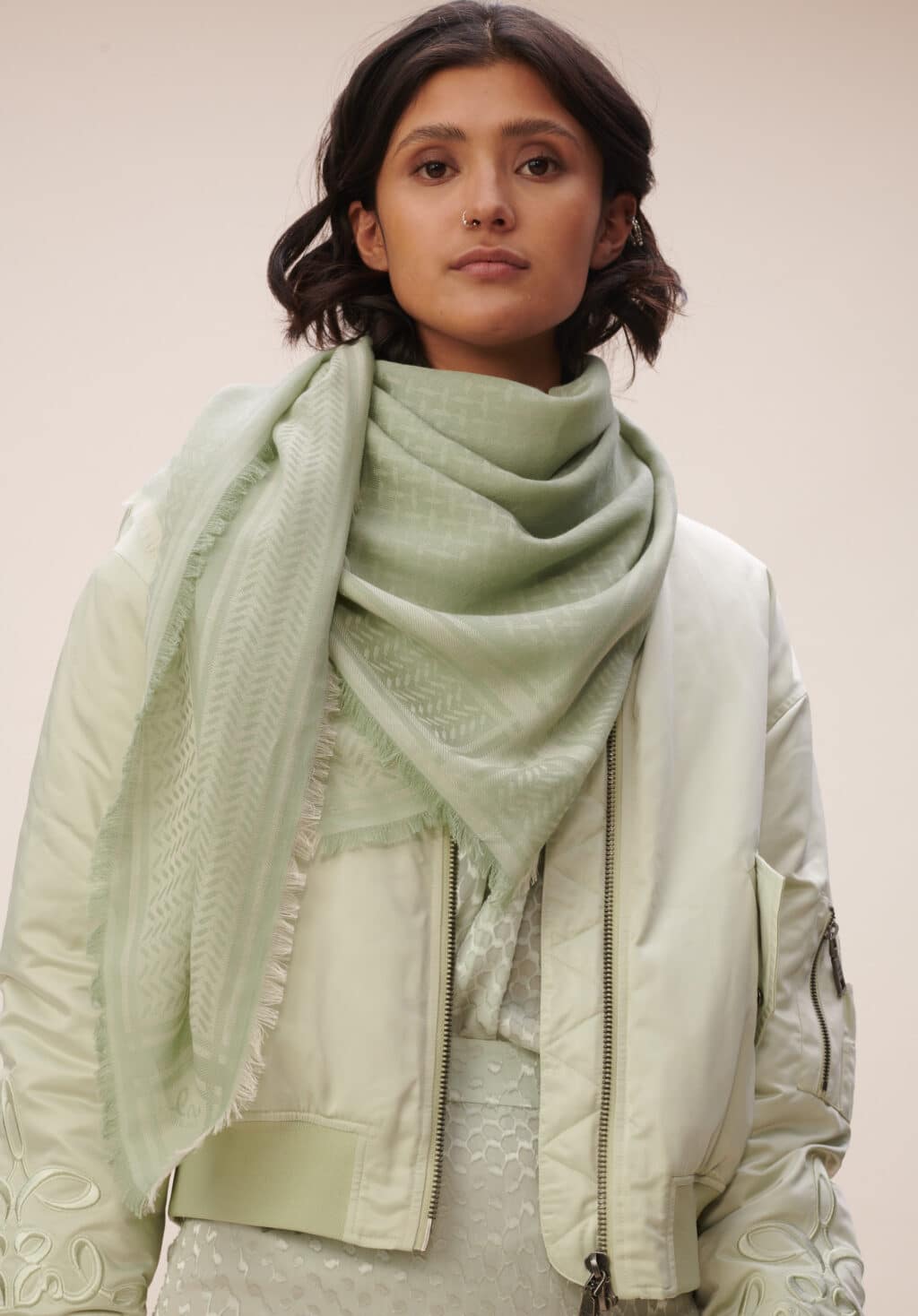 Lala Berlin Cube Amalis Light Green Scarf - Image 5