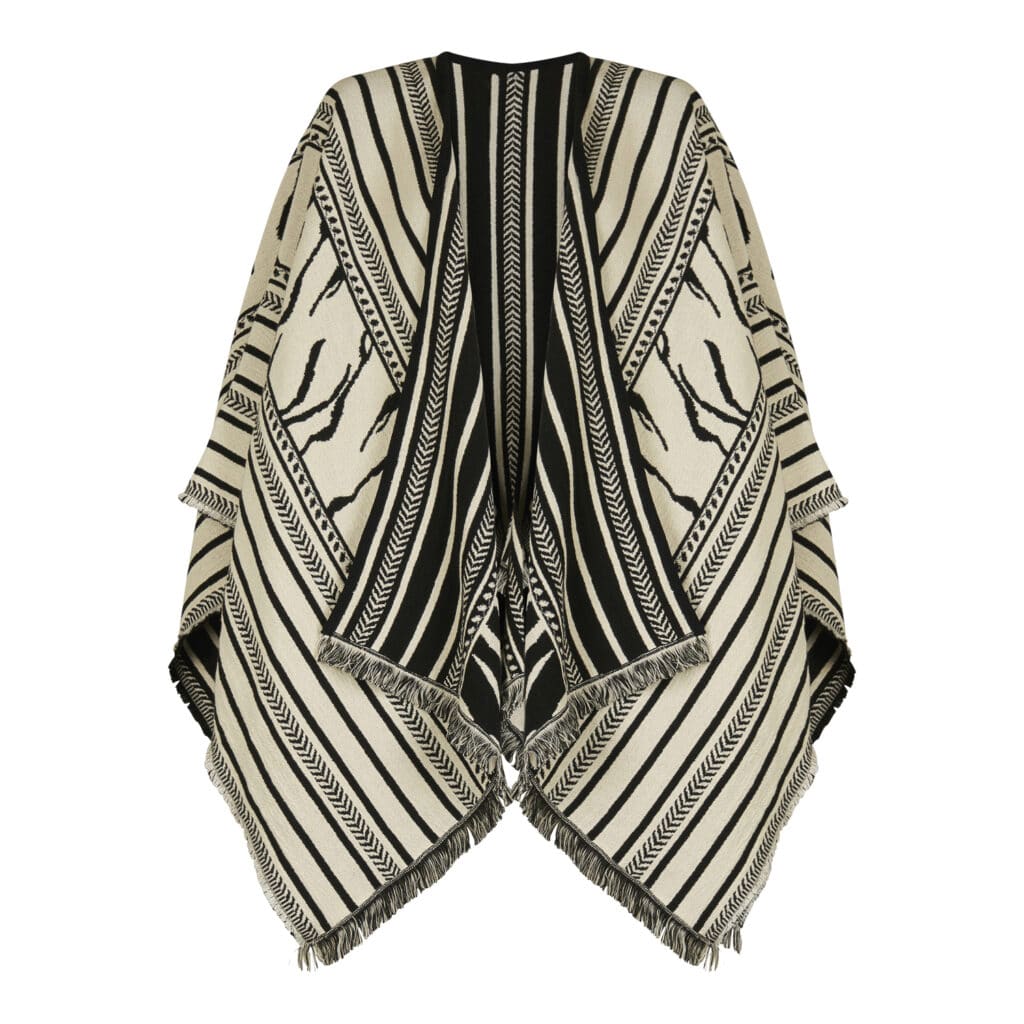 Lala Berlin Poncho Jean Striped Tiger Jacquard