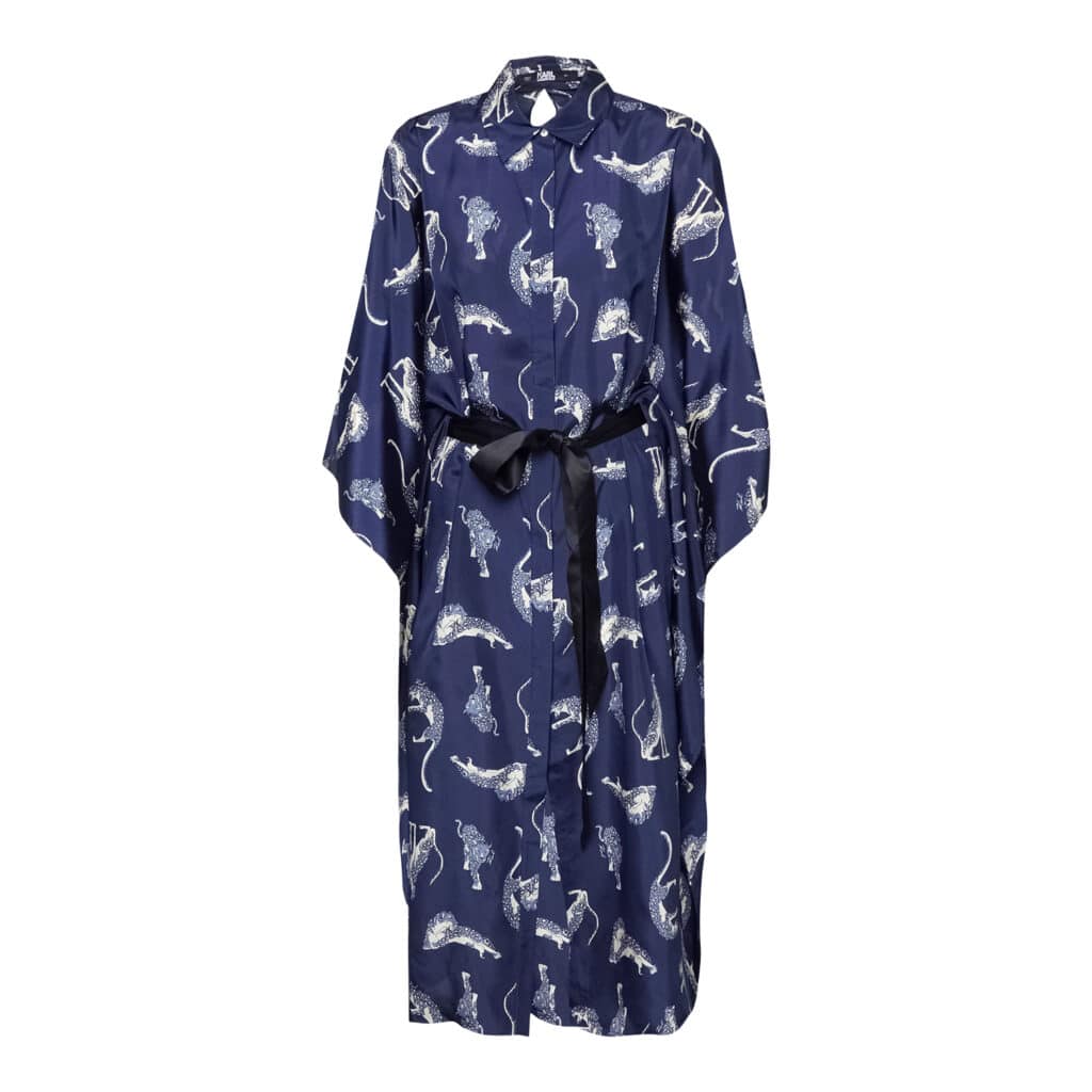 Karl Lagerfeld Silk Kimono Blue with Belt