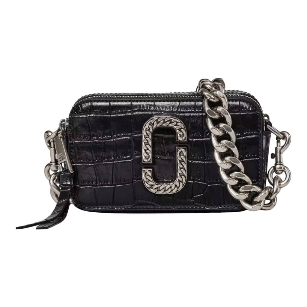 Marc Jacobs The Snapshot Croc Embossed Silver