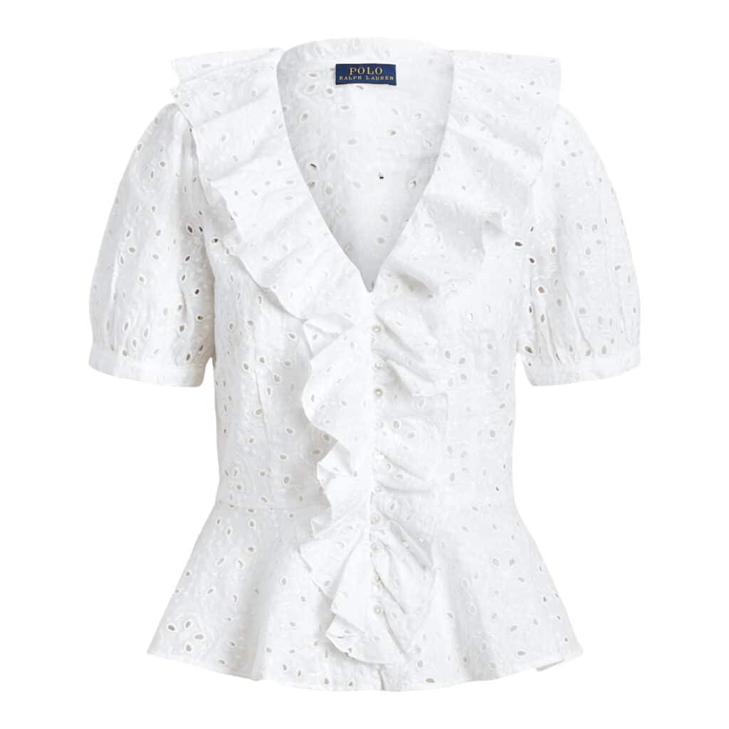 Polo Ralph Lauren Blouse Embroidery Anglaise White