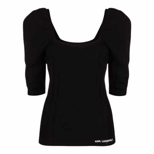 Karl Lagerfeld Puff Sleeve T-shirt with Logo Black