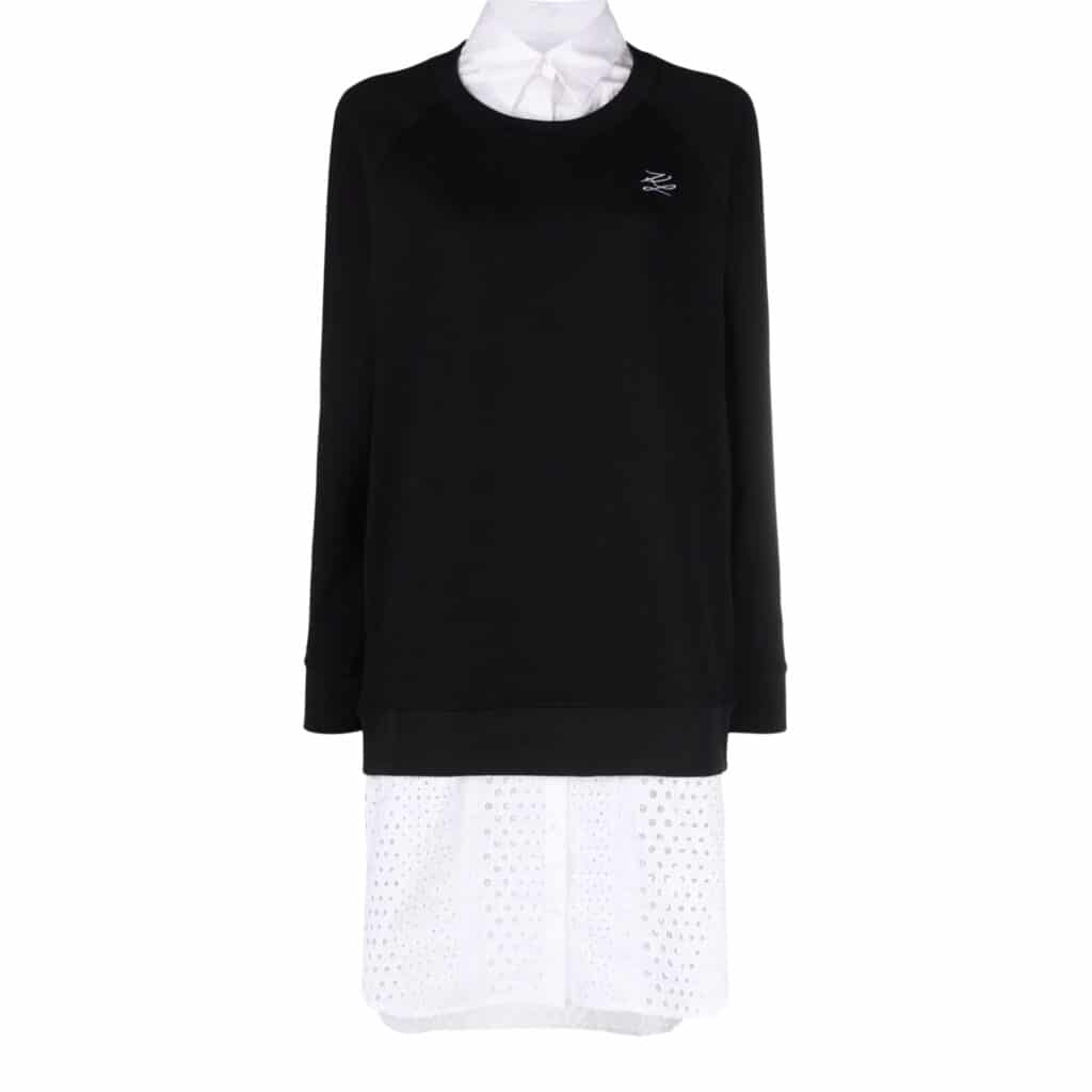 Karl Lagerfeld Broderie Anglaise Kjole Sort