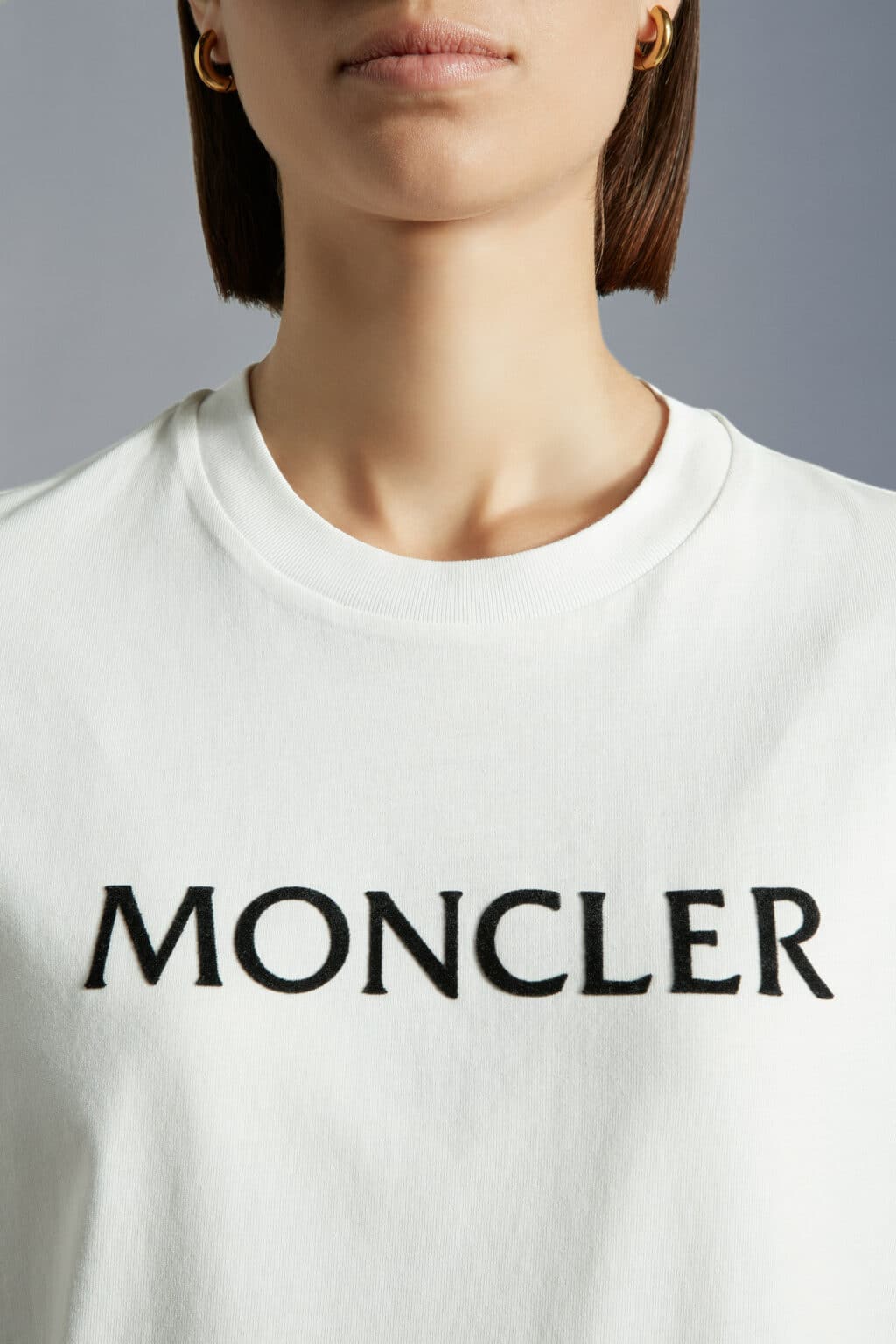 Moncler Hvid t-shirt Sort Logo - Image 3