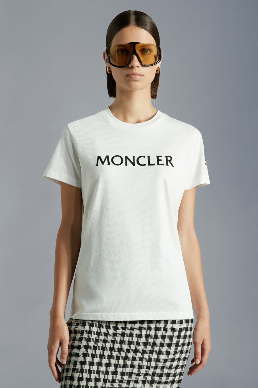 Moncler Hvid t-shirt Sort Logo - Image 5