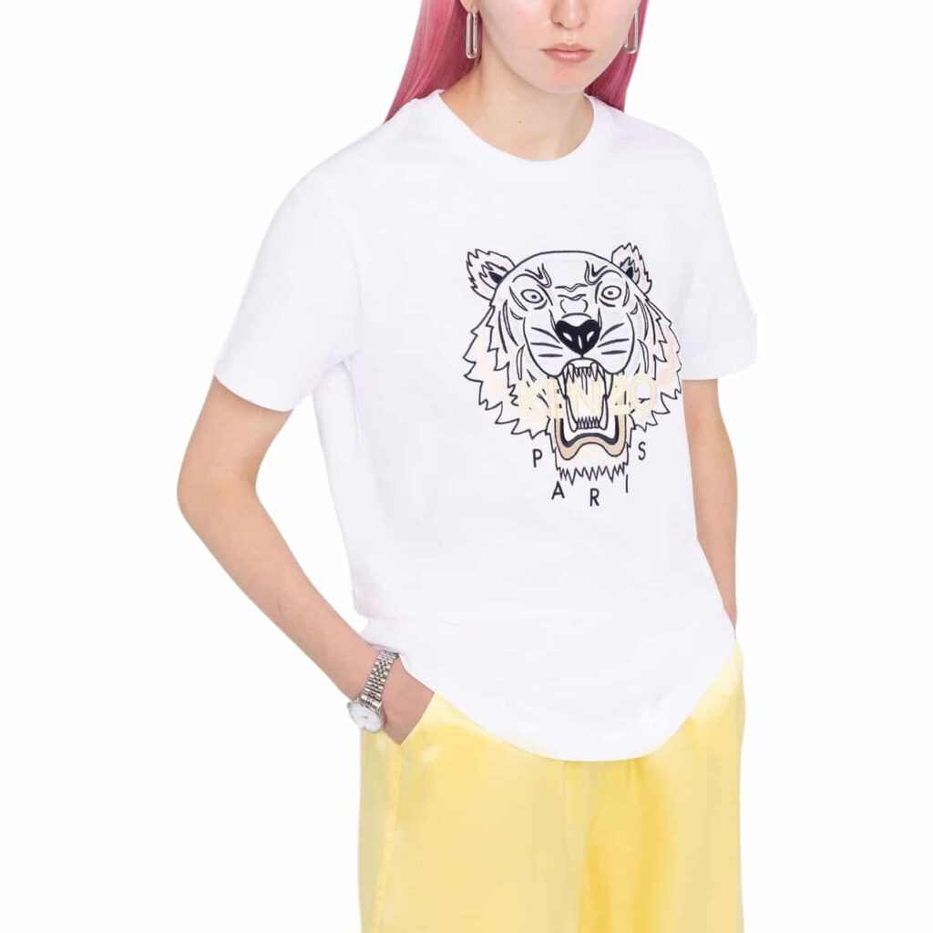Kenzo Hvid/Gul Logo Tiger T-shirt - Image 2